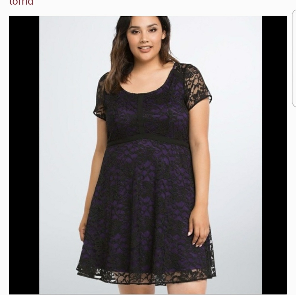 Torrid purple and black lace skater dress